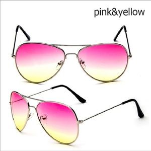 1 Pink & yellow/ 1 Blue & clear SUNGLASSES